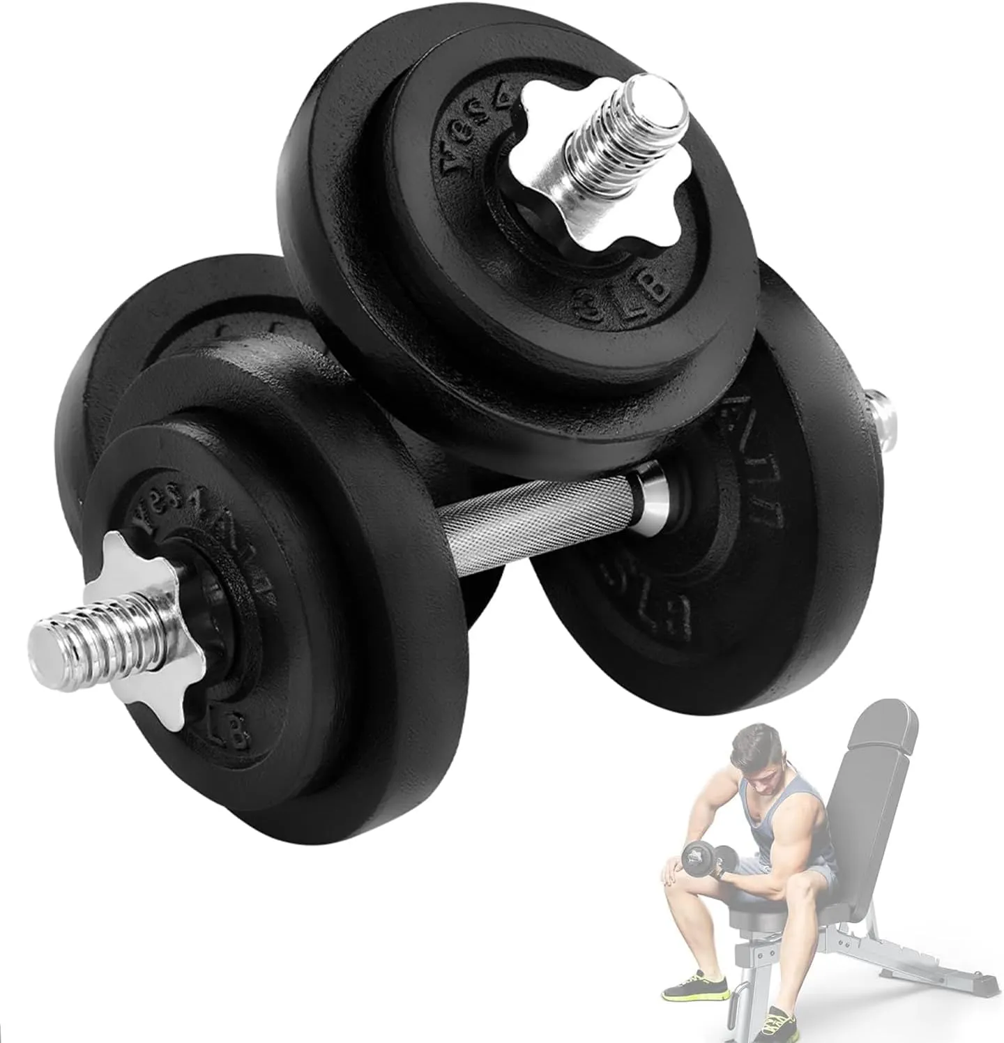 Adjustable Dumbbell Set With Connector Option For Strength Training, Full Body Workout, And Muscle Building