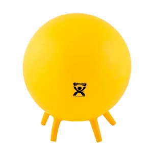 CanDo Inflatable Exercise Ball - with Stability Feet - Yellow - 18" (45 cm)