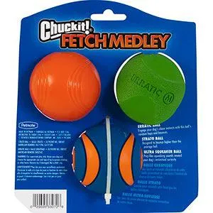 Chuckit Fetch Medley Assorted Medium Gen 2 (3Pk) 6.5cm