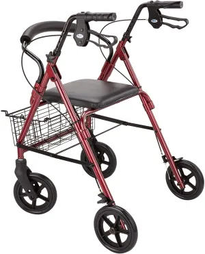 Days Four-Wheeled Rollator/Walker - Ruby Red or Silver