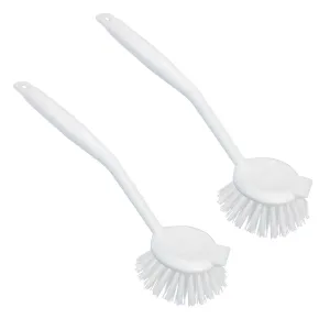 Dish Brush with Scraper, w/ Non-Scratch Bristles -2 Pack