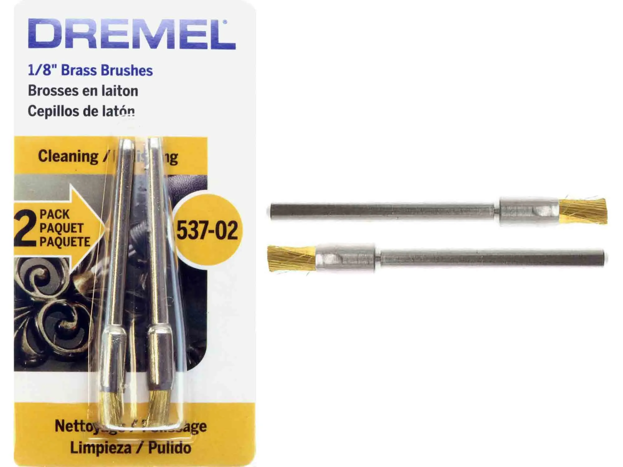 Dremel 537-02 Brass END Brushes - 2pc