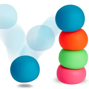 Kicko Sensory Bounce Balls - 4 Pack - 2 Inch - Assorted Colorful Bouncy Balls - Novelty