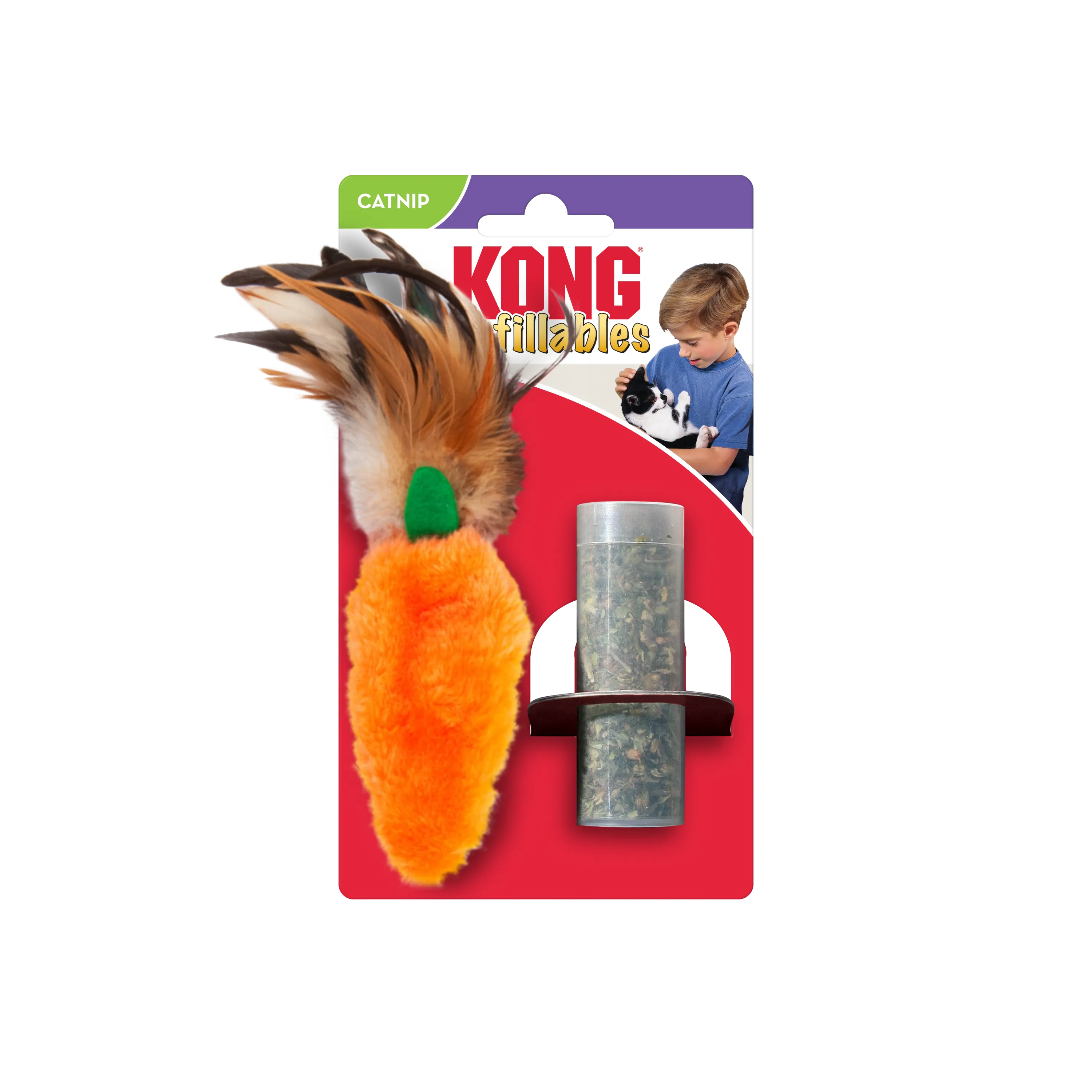 KONG Cat Refillable Catnip Feather Top Carrot 17cm