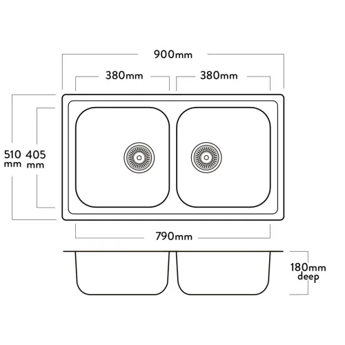 Mercer EW203 Wentworth Double Bowl with Accessories