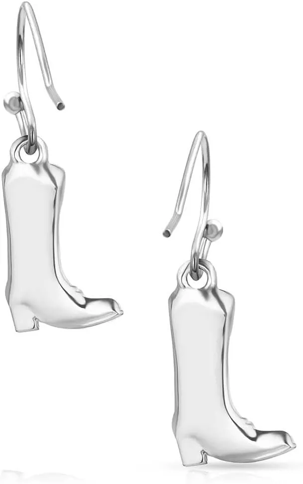 Montana Silversmiths Sculpted Western Cowboy Boot Dangle Hypoallergenic French Wire Earrings