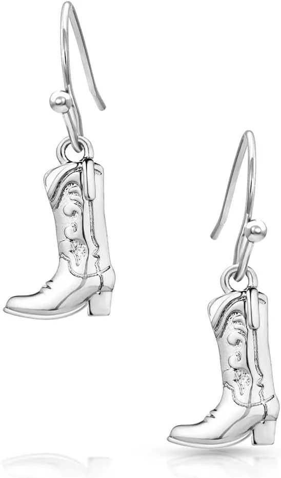 Montana Silversmiths Sculpted Western Cowboy Boot Dangle Hypoallergenic French Wire Earrings