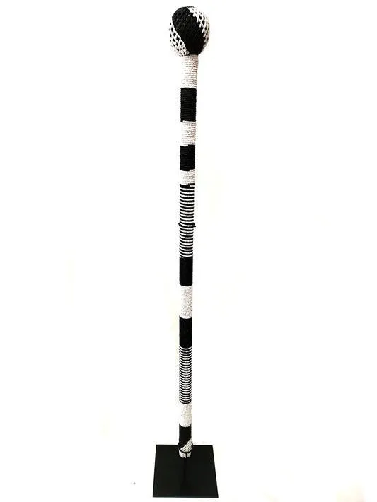 Ndebele Beaded Walking Stick | Black & White