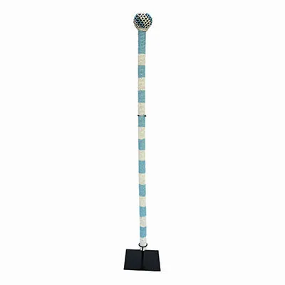 Ndebele Beaded Walking Stick | White & Light Blue