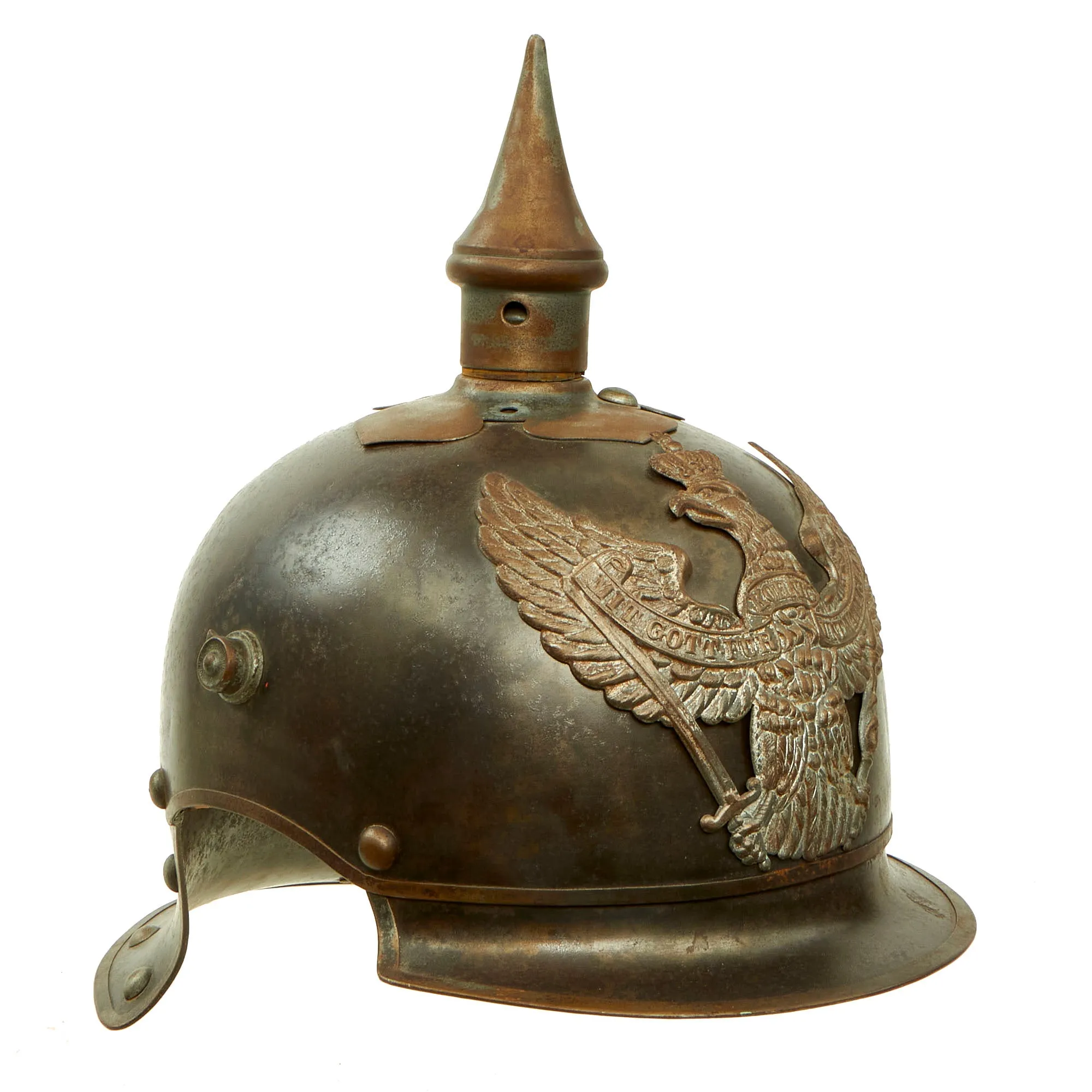 Original German WWI Prussian M1915 Jäger zu Pferde Lobster Tail Pickelhaube Helmet by C. E. Juncker - Dated 1916