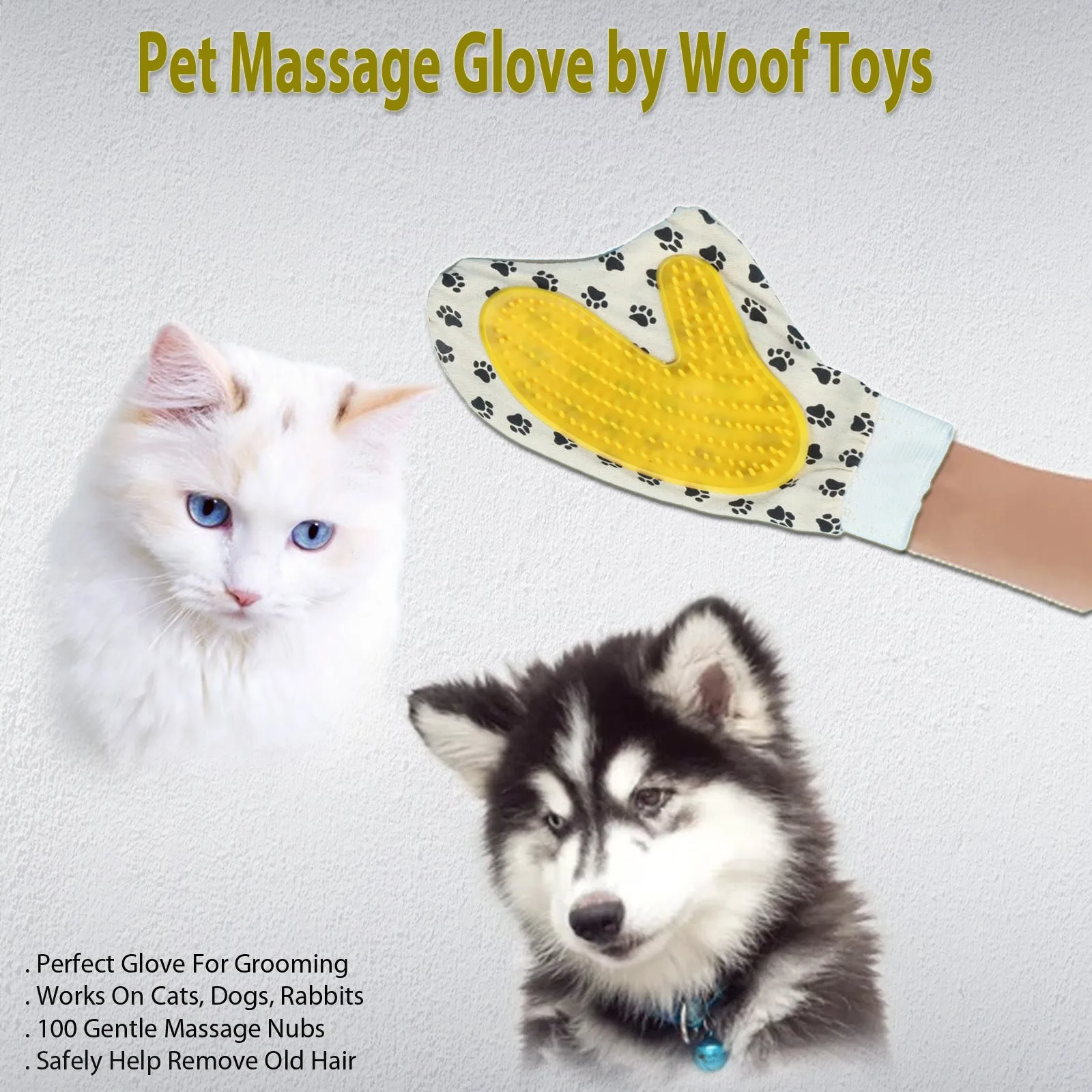 Pet Massage Glove by Woof Toys - Effective Grooming & Pampering Tool