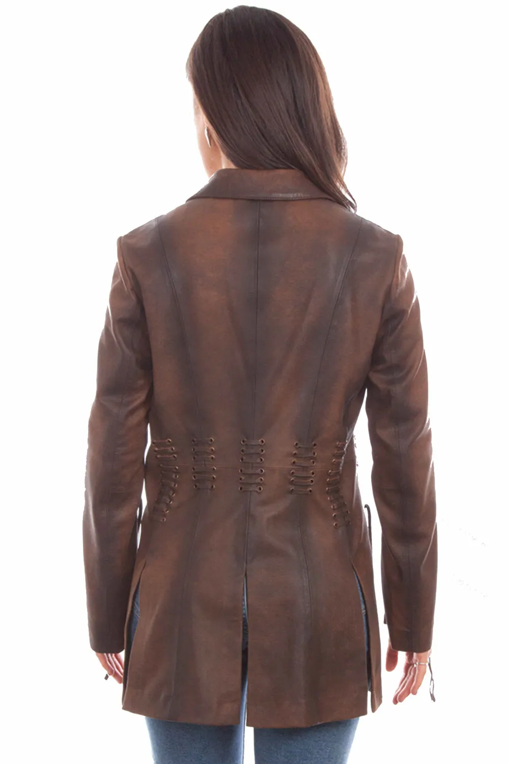 Scully Womens Stylish Blazer Vintage Brown Leather Leather Jacket