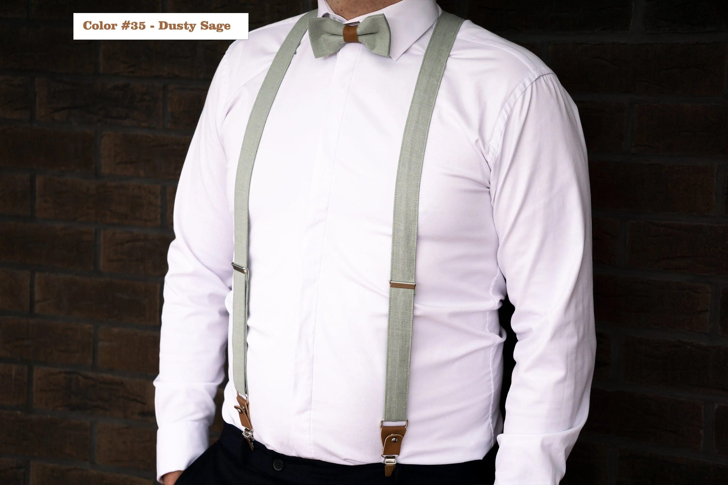 Stylish Sage Wedding Accessories: Bow Ties, Ties, Suspenders for Grooms, Groomsmen & Boys