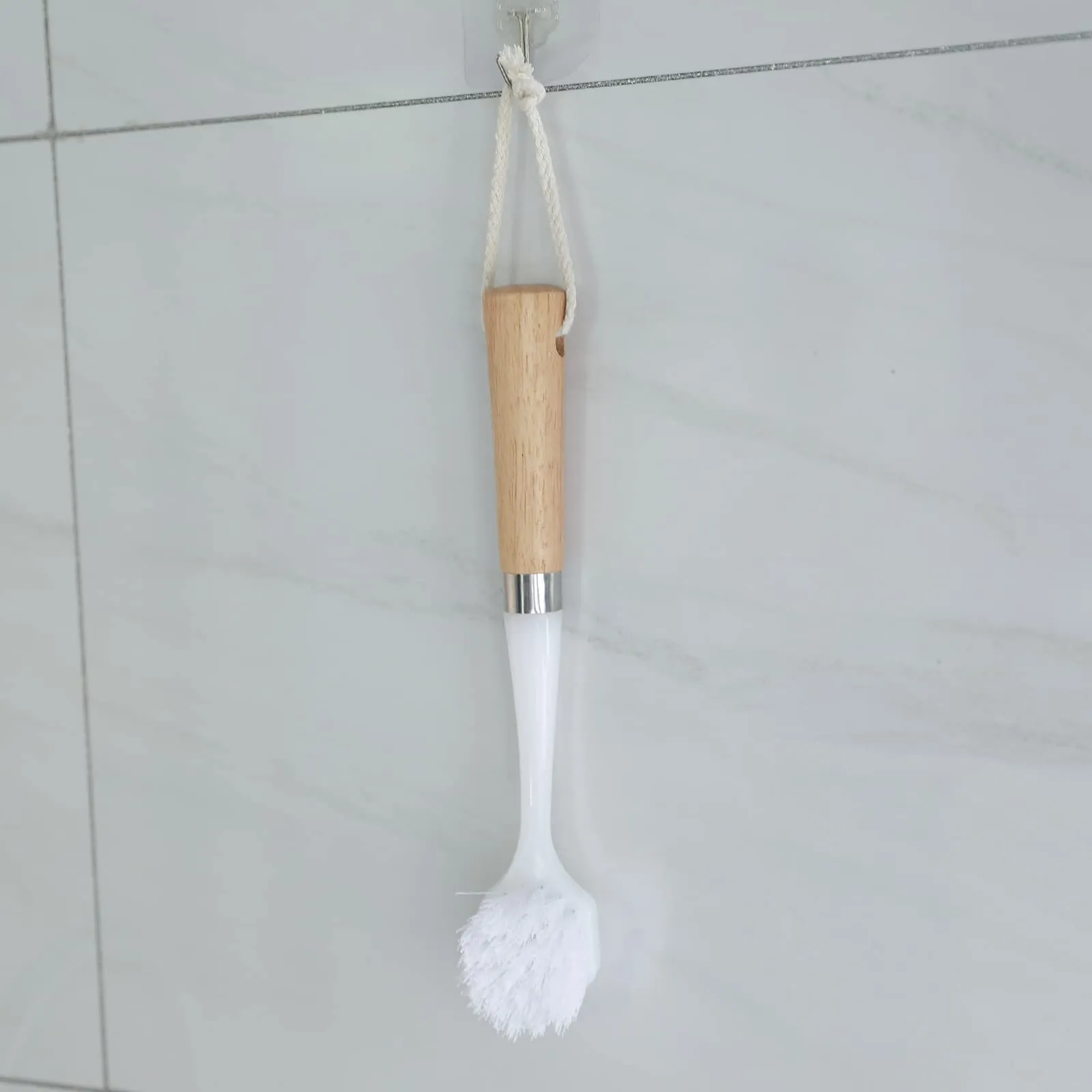 The Better Home Wood Sink & Tile Cleaner Brush Set 26 Cm Long With Non-Slippery Wooden Handle & Loop For Hanging Sink Cleaning Brush Kitchen Cleaning Brush- White