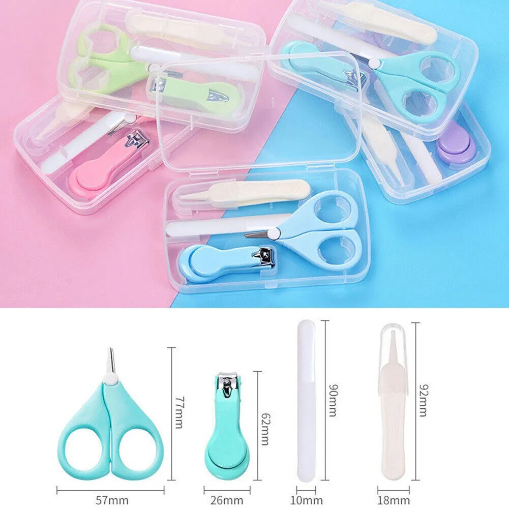 US 4-in-1 Baby Fineborn Grooming Kit Nail Clippers Scissor Nail File Tweezer Set