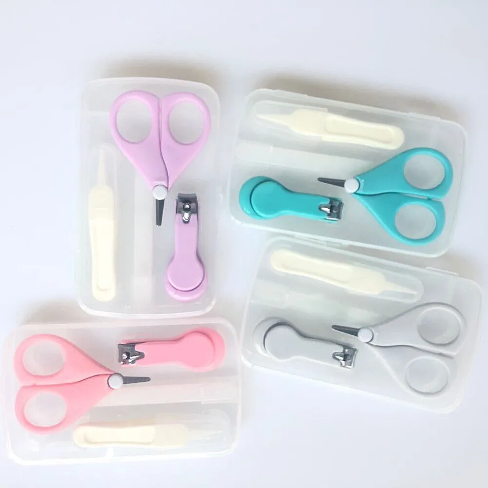 US 4-in-1 Baby Fineborn Grooming Kit Nail Clippers Scissor Nail File Tweezer Set