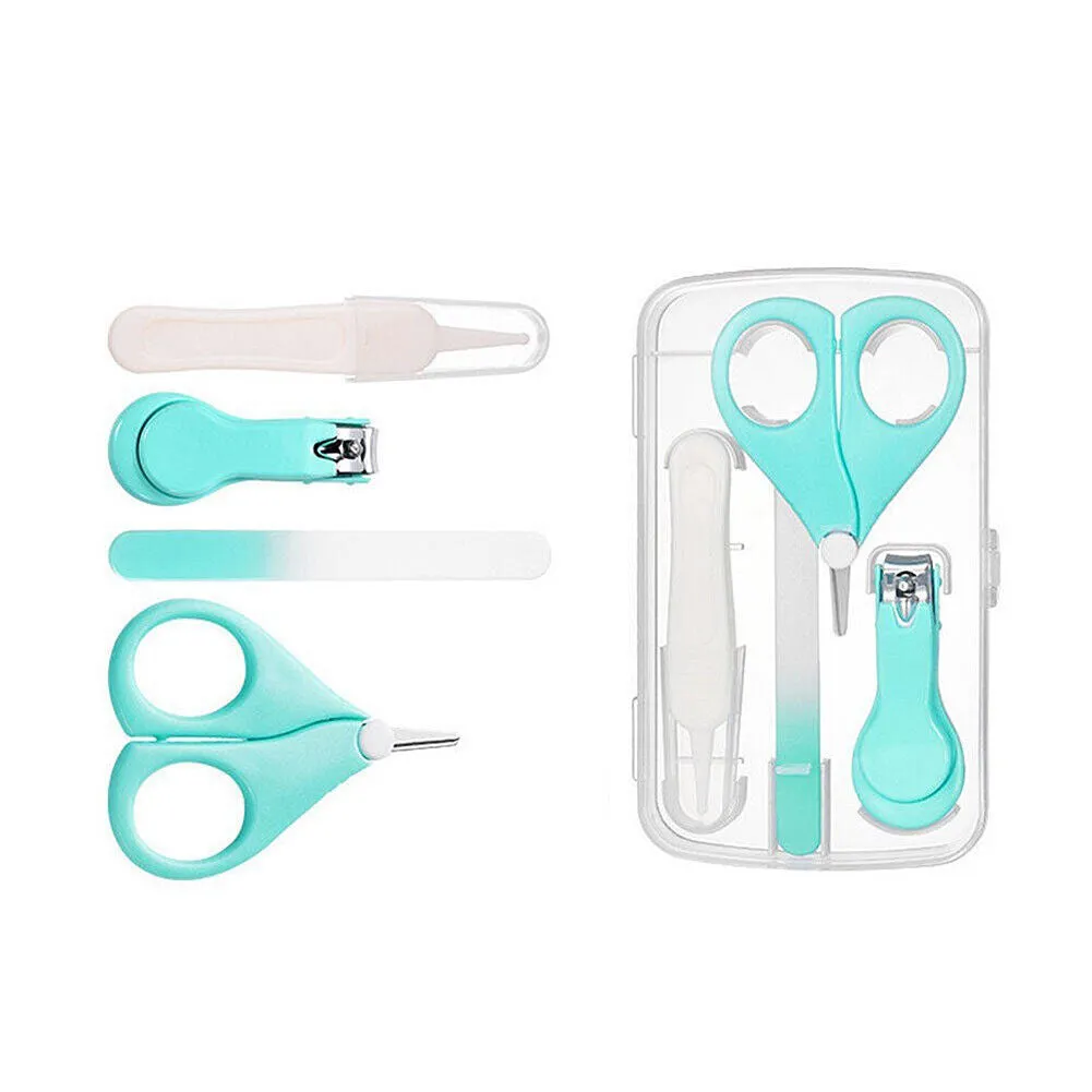 US 4-in-1 Baby Fineborn Grooming Kit Nail Clippers Scissor Nail File Tweezer Set