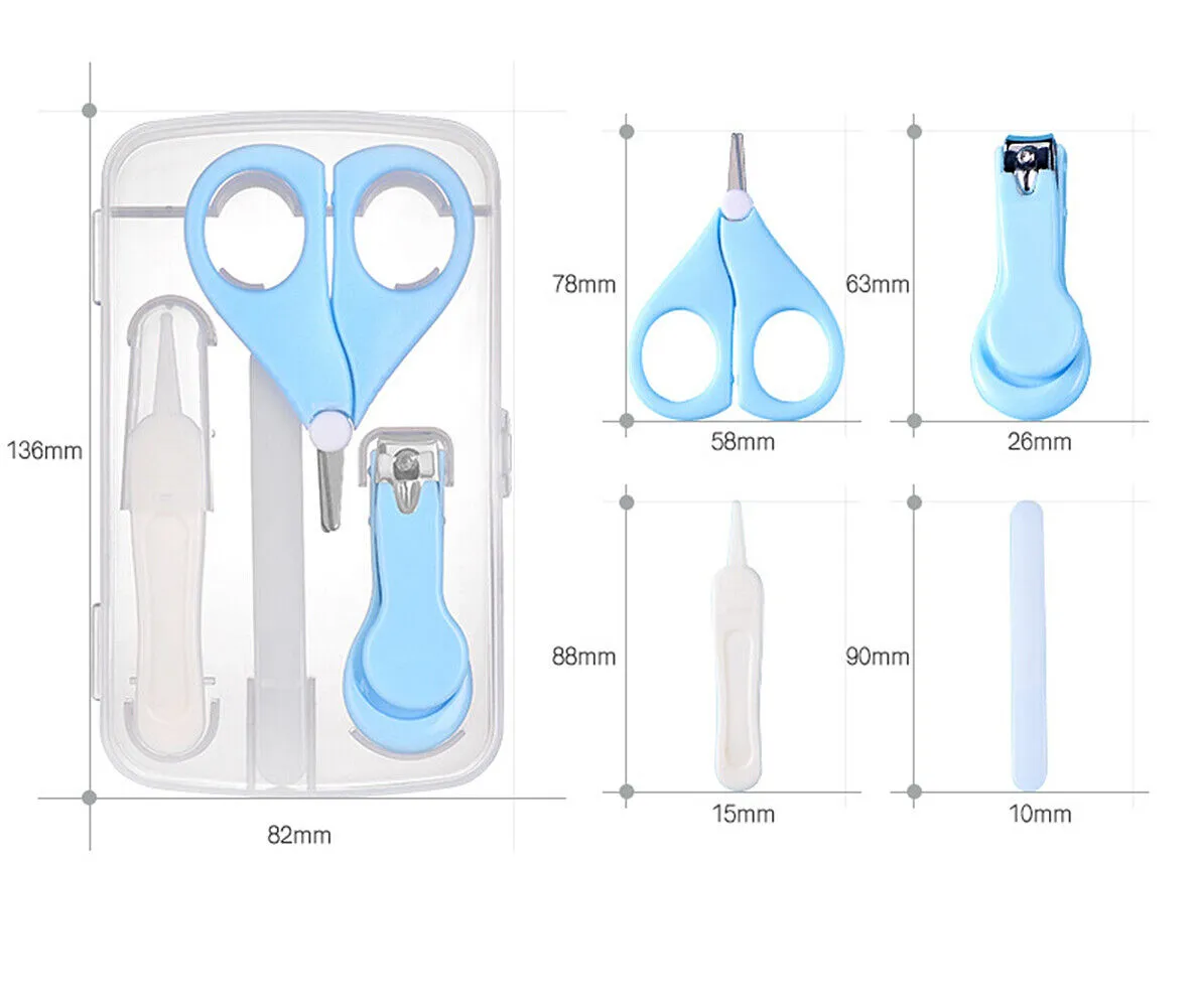 US 4-in-1 Baby Fineborn Grooming Kit Nail Clippers Scissor Nail File Tweezer Set