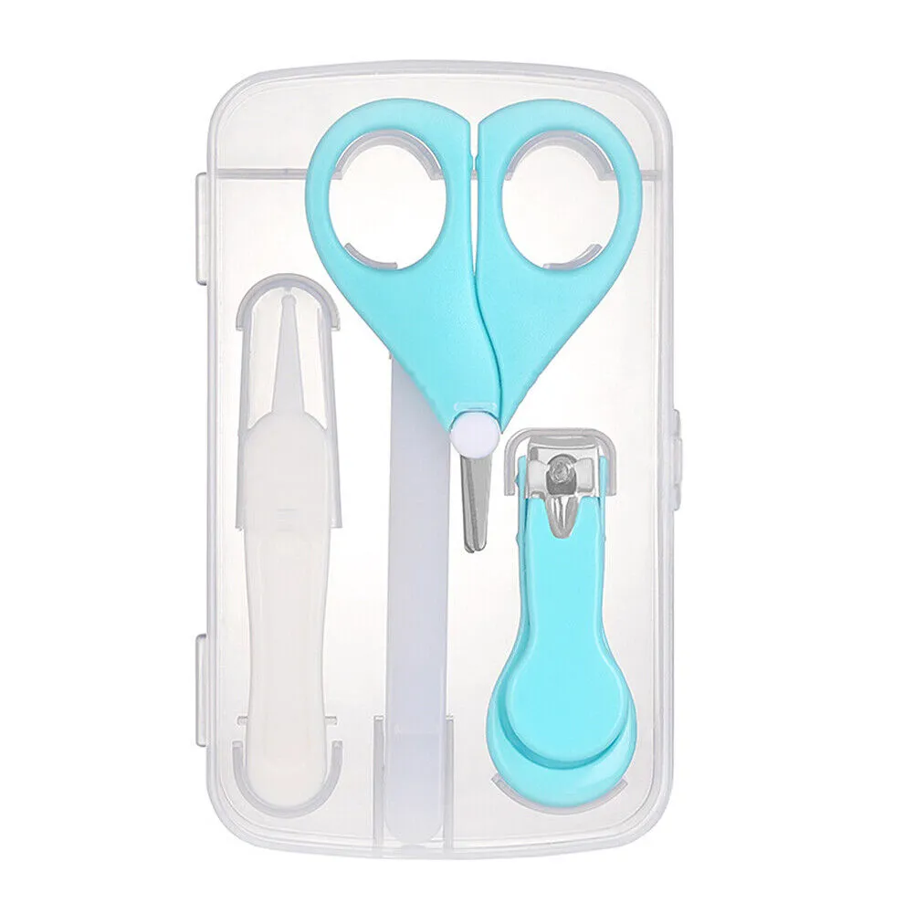 US 4-in-1 Baby Fineborn Grooming Kit Nail Clippers Scissor Nail File Tweezer Set