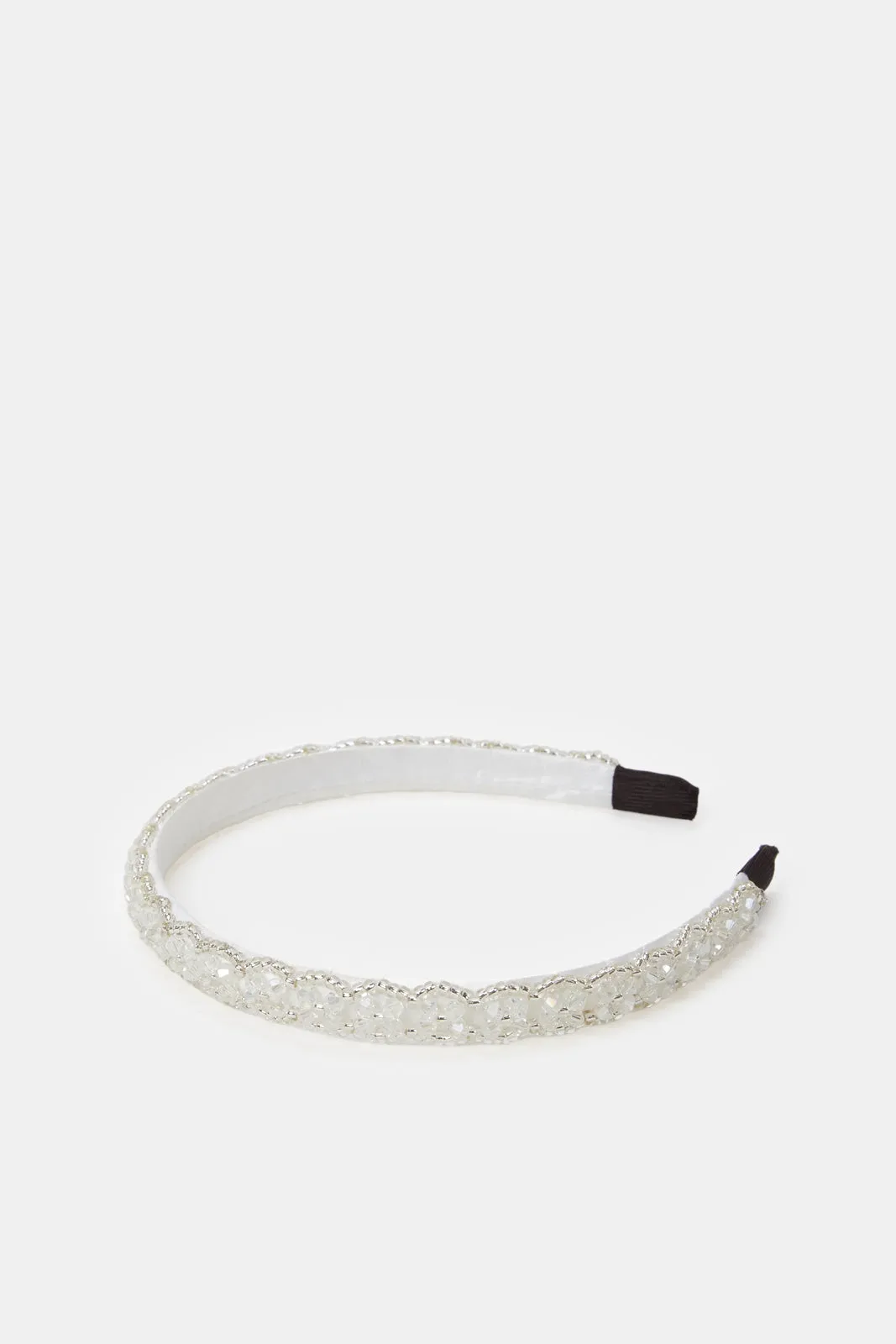 Women White And Silver Embellished Headband Set (2 Piece)