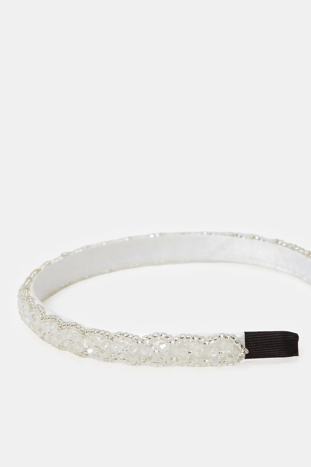 Women White And Silver Embellished Headband Set (2 Piece)