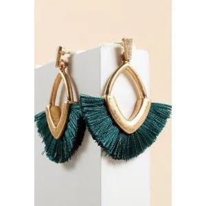 Zelda Teal Tassel Drop Earrings