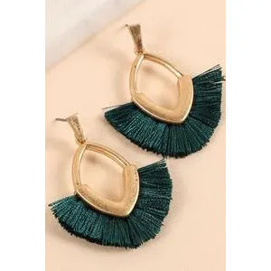 Zelda Teal Tassel Drop Earrings