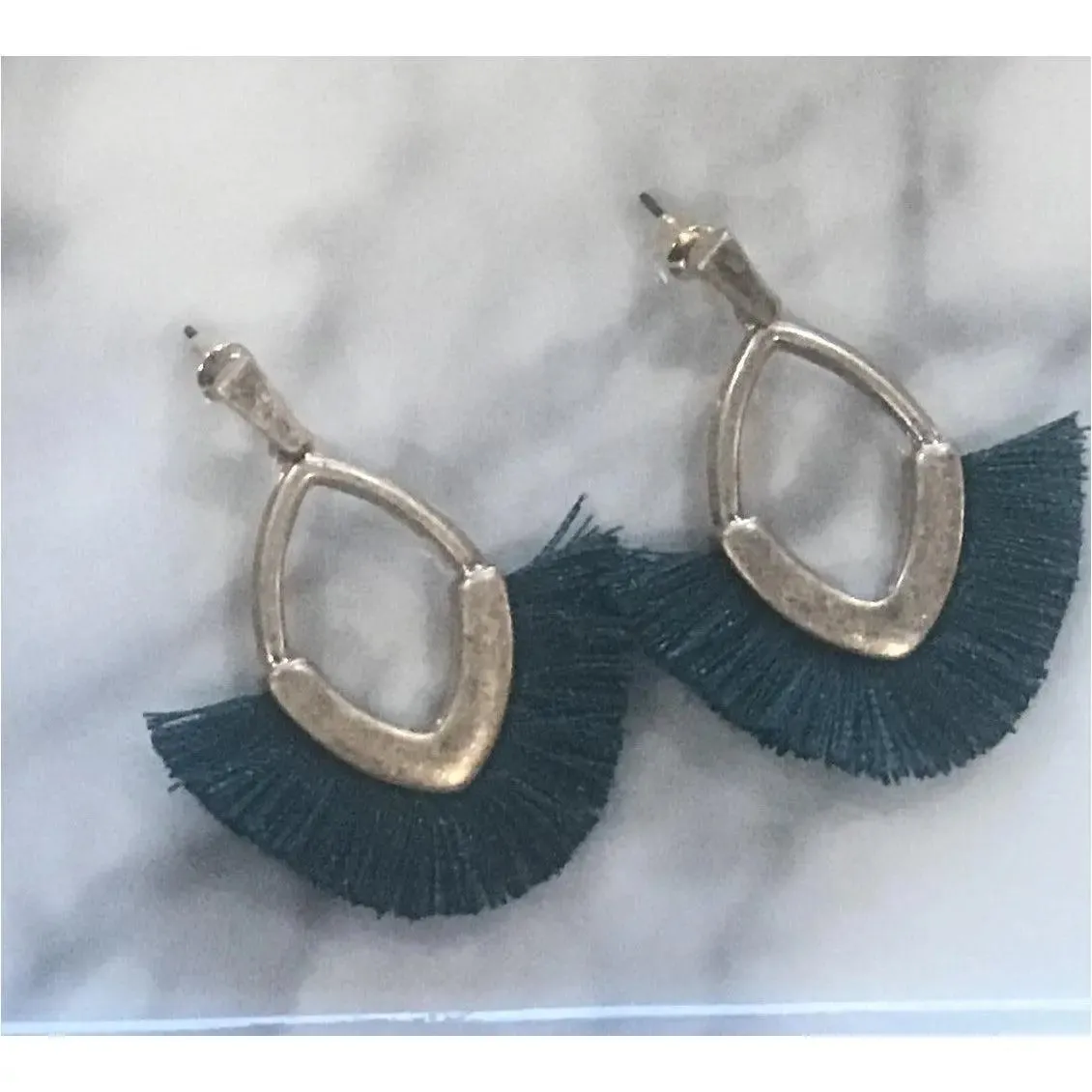 Zelda Teal Tassel Drop Earrings